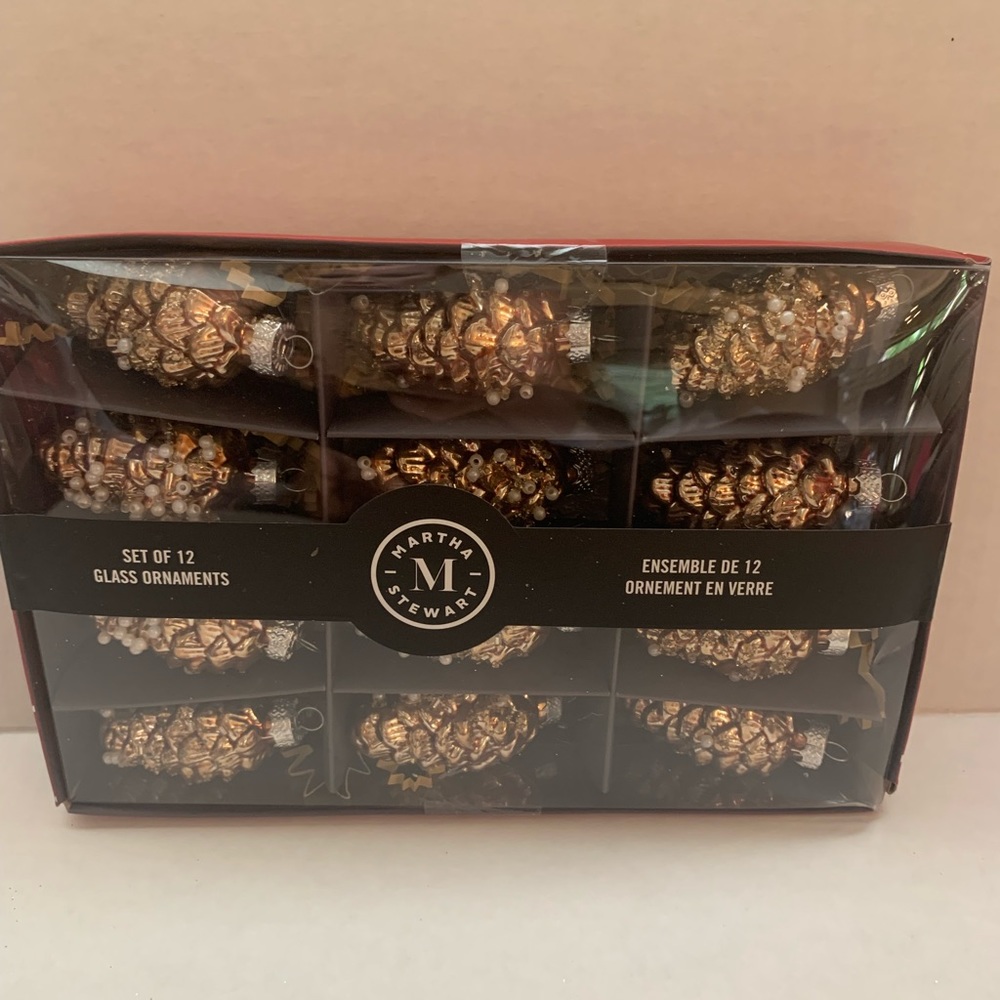 Martha Stewart Christmas Ornaments Pinecone Ornaments with Glitter and Beads